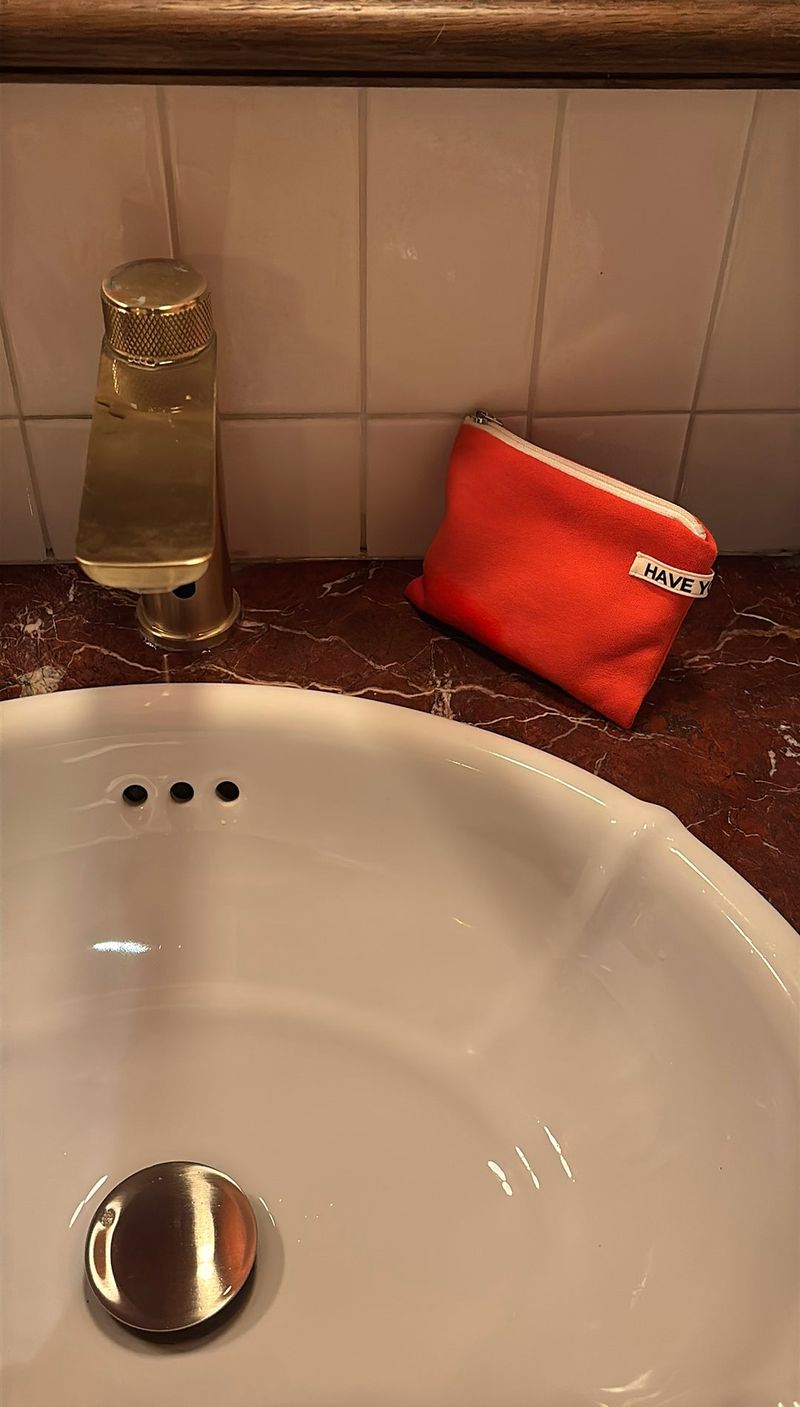 Vivid soft cotton flat pouch - red , S size