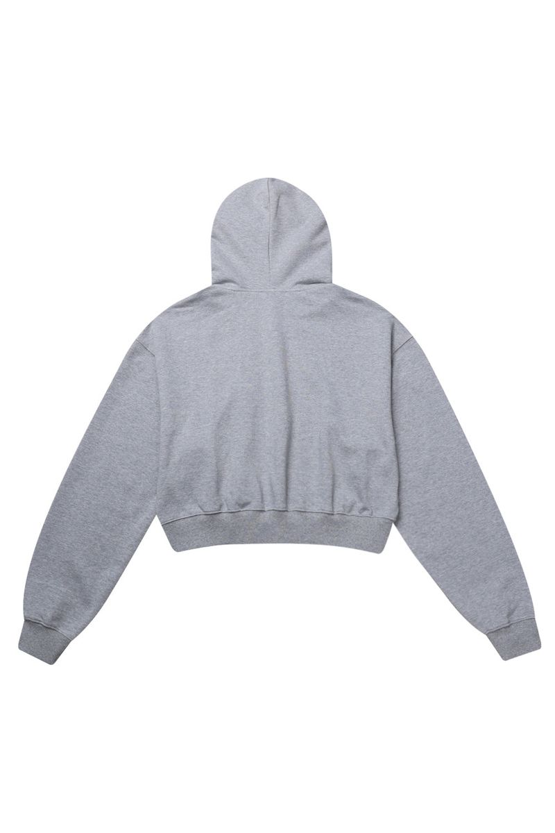 HAIF-ZIP HOODIE (CROP)_GRAY