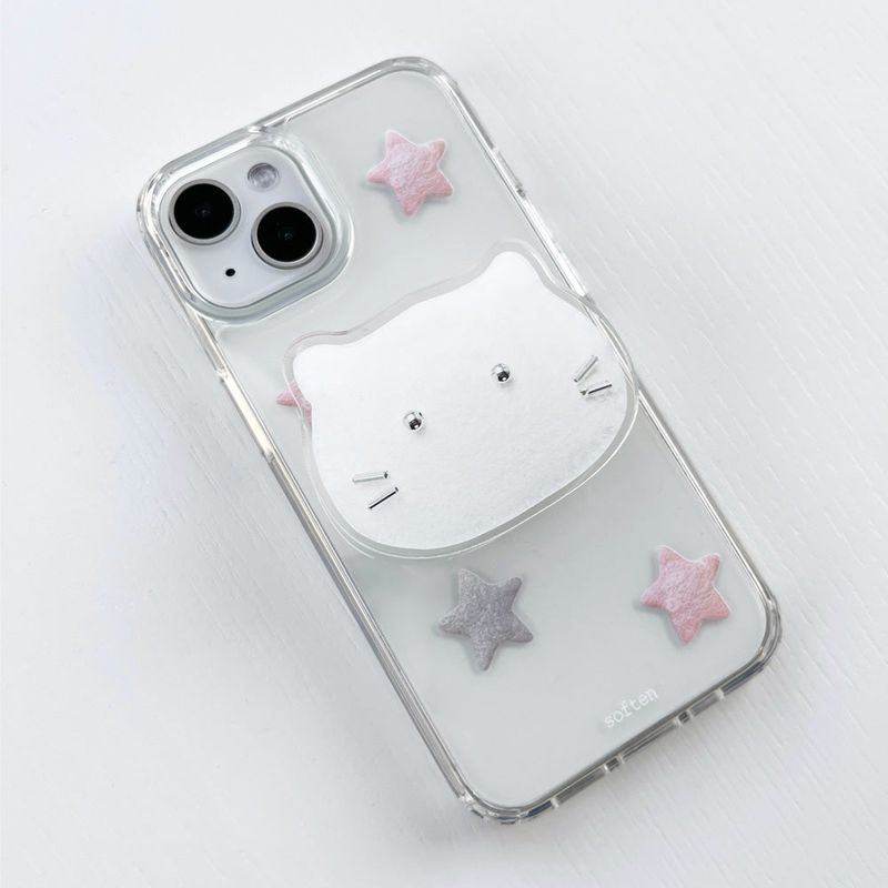 [phone grip] silver cat