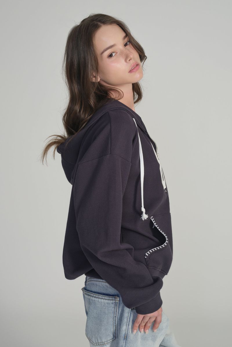 87 Waffle hooded zip-up, Navy