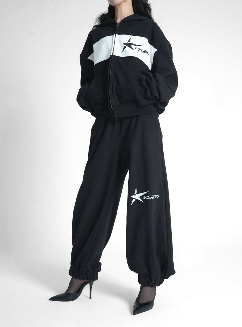 STAR LOGO HOODIE ZIP-UP BLACK