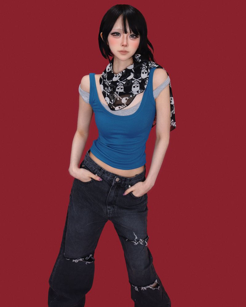 jojo cutting denim pants (2color)