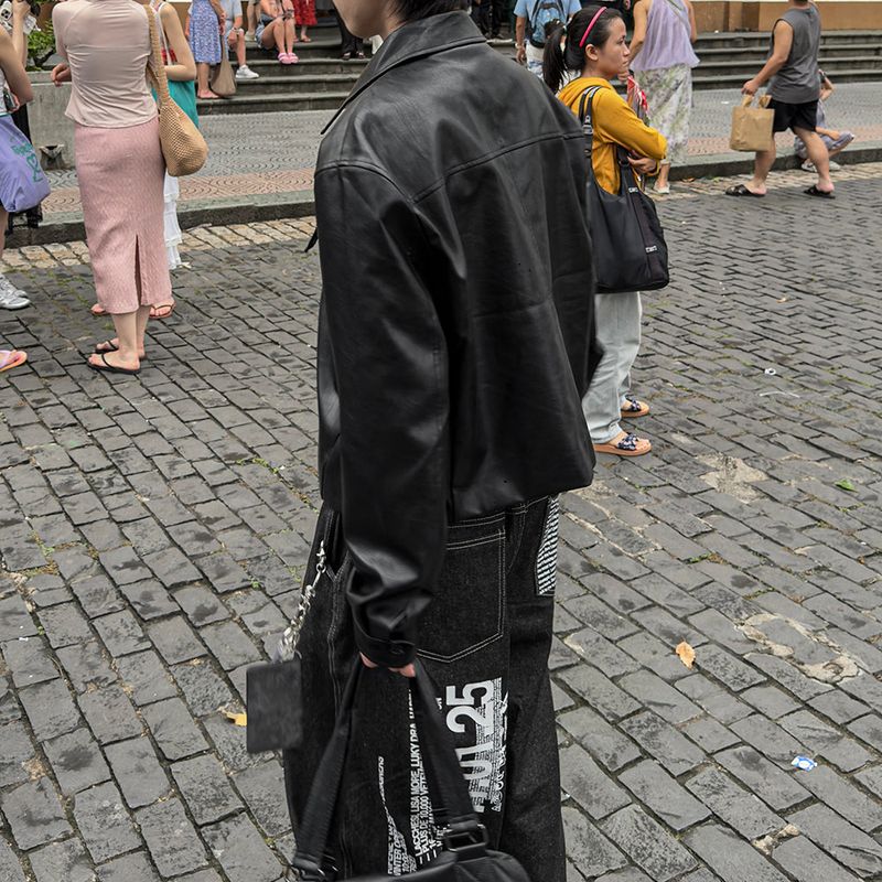 Mark Pocket Short Leather Jacket