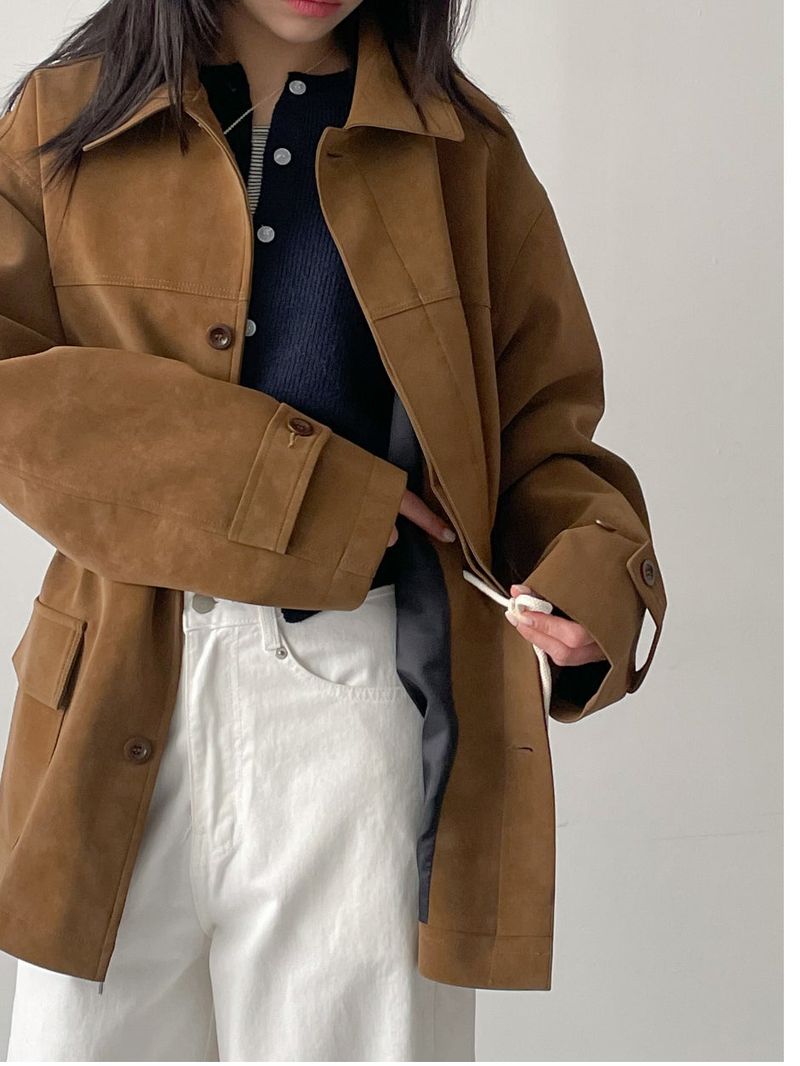 Nubuck String Overfit Leather Jacket