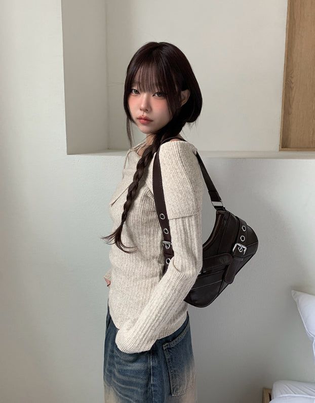 Buckle Leather Eyelet Daily Shoulder Bag