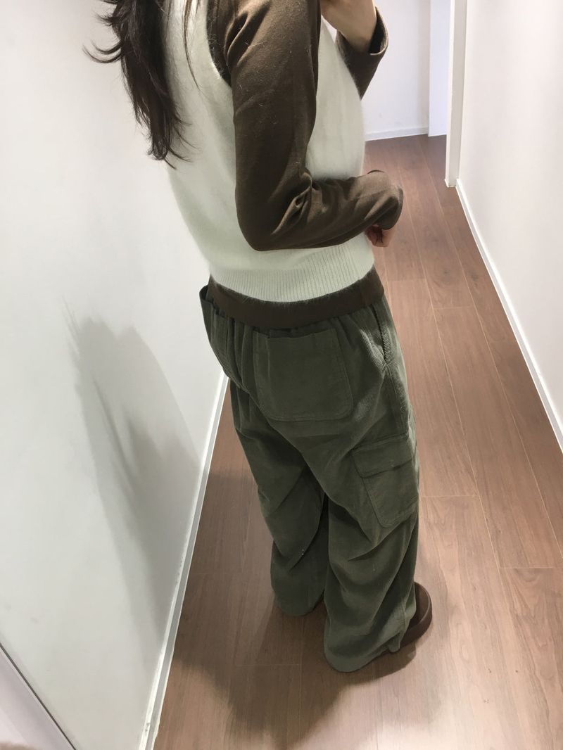 Corduroy Pintuck Cargo Pants (3color)