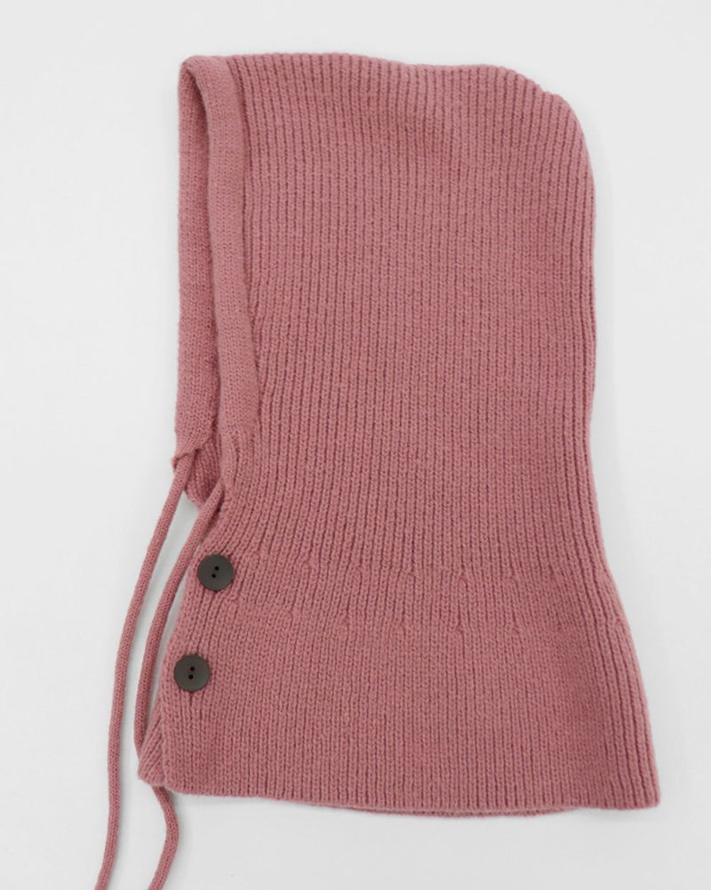 Tenu two-button hoodie knit ribbon strap balaclava
