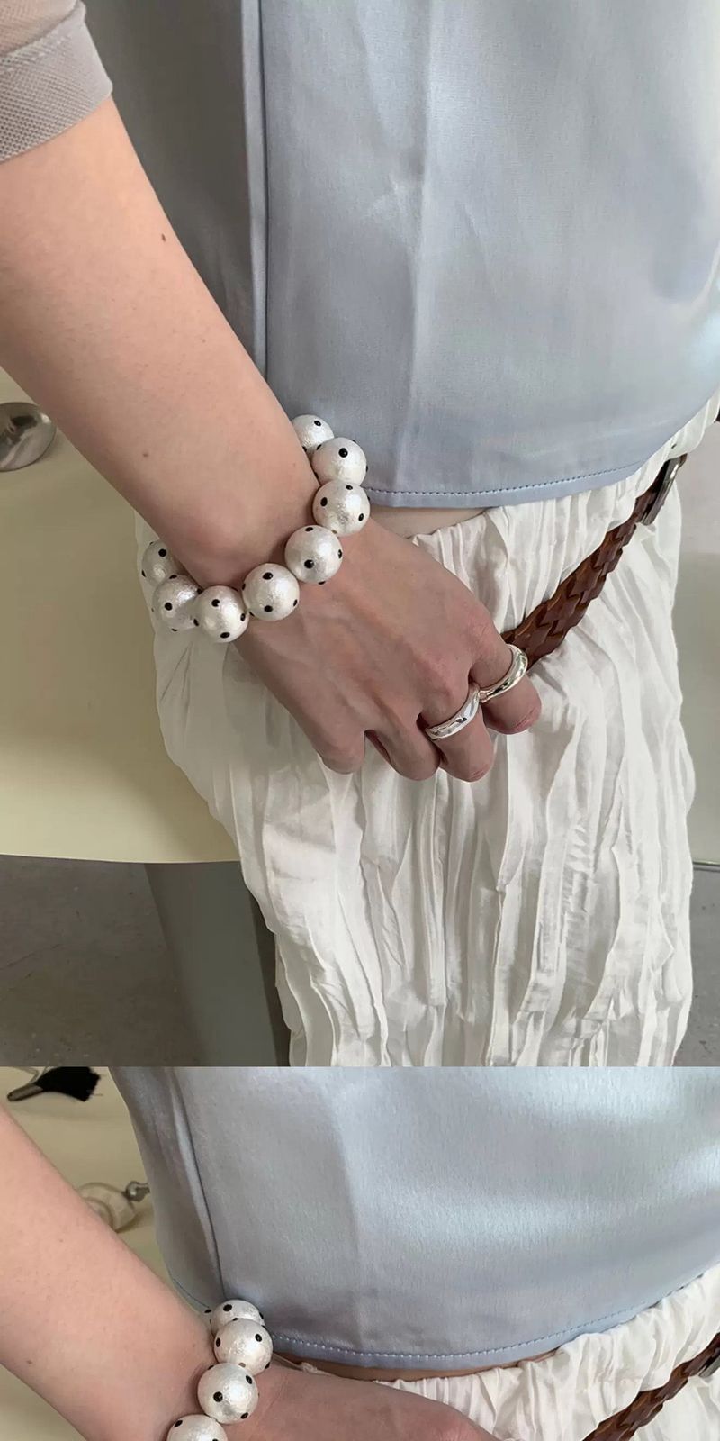 Matt white dot bangle