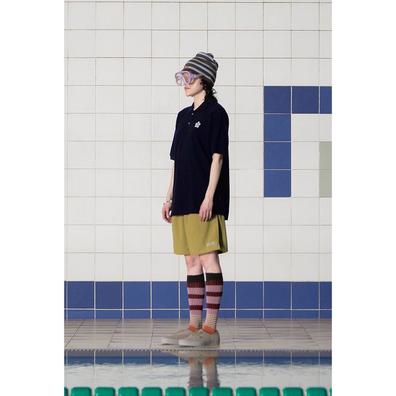 ボタンフラワーPKポロシャツ / NAVY