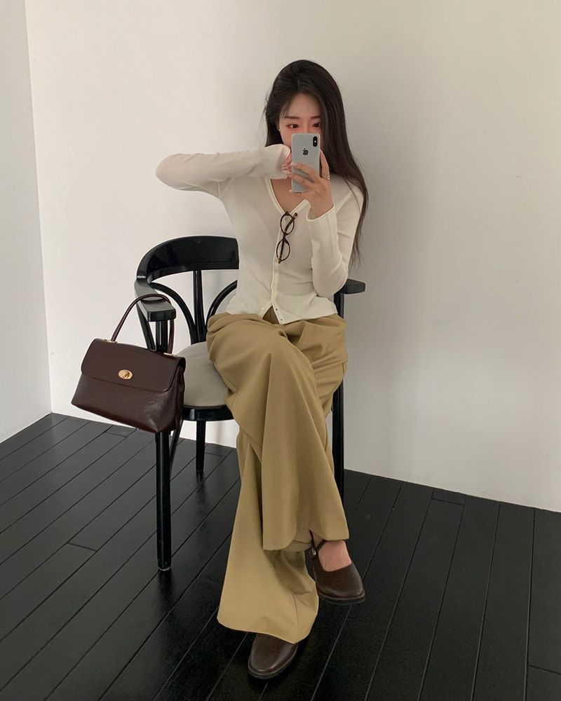 Meld Buckle Pintuck Slacks Pants