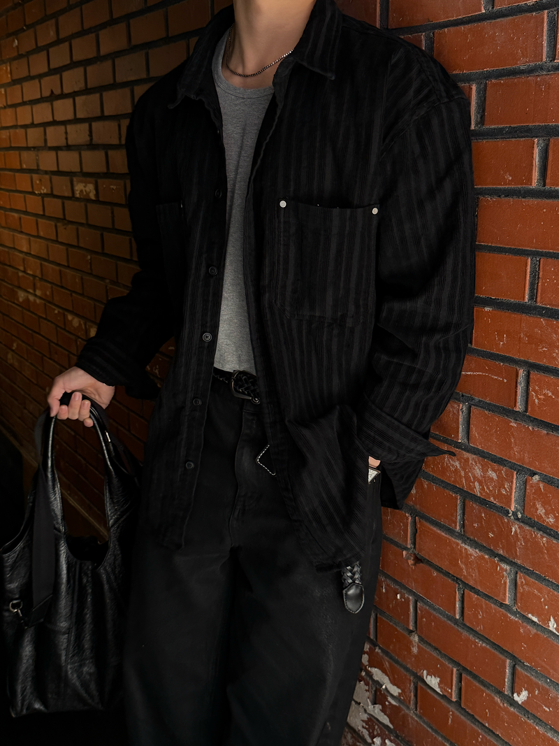 Black coated denim pants