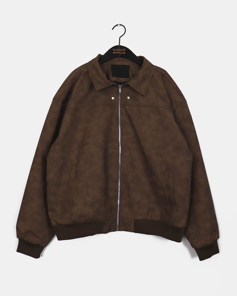 Kolmar Oversized-Fit Rivet-Washed Leather Jacket Jumper
