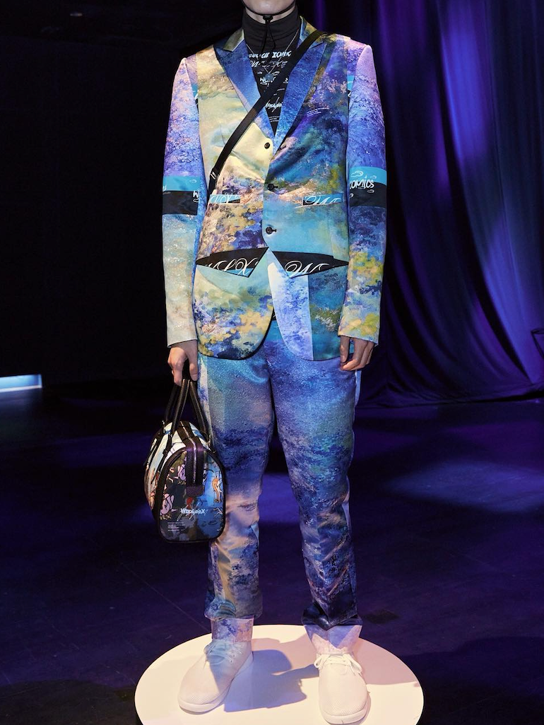 Blue Printed Overlap Waistcoat