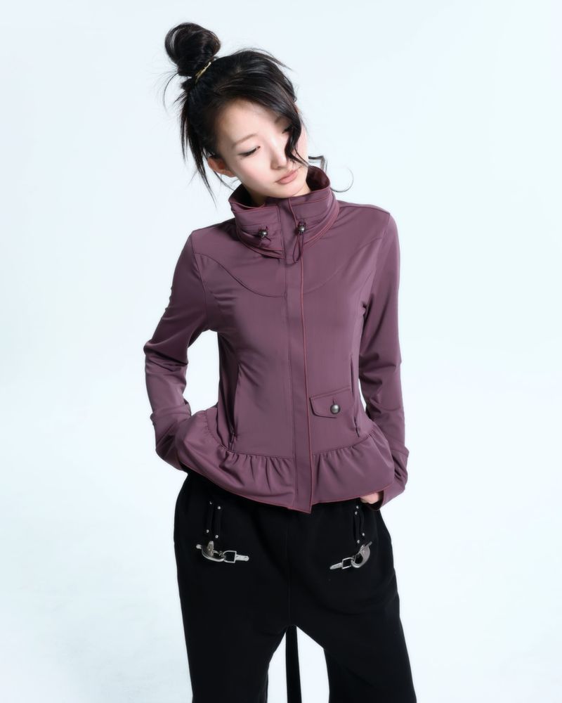 Ruffle Two Way zip-up - Old Plum