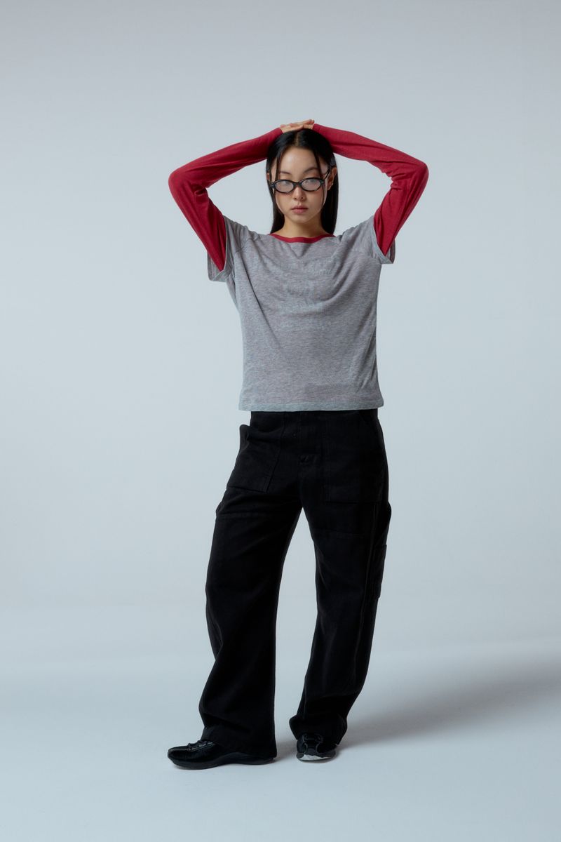 Street league blur artwork double layer long sleeve (Red)