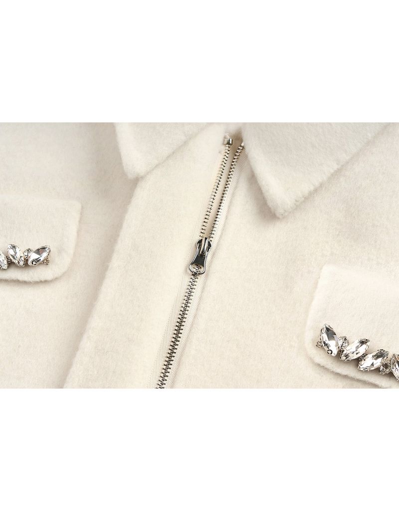[LADY LINE] スパイラルビーズアクセントウールボレロジャケット アイボリー