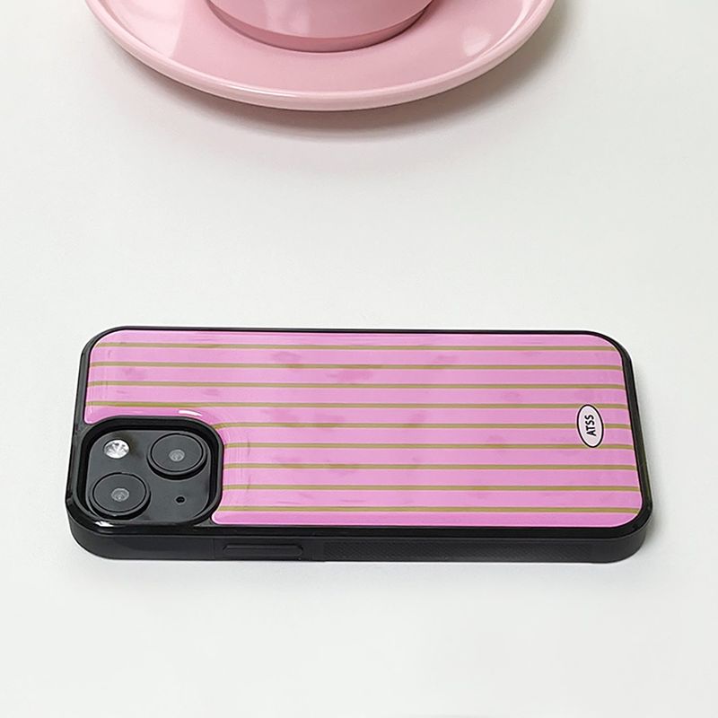 Stripe Epoxy Bumper Case (Pink Khaki)