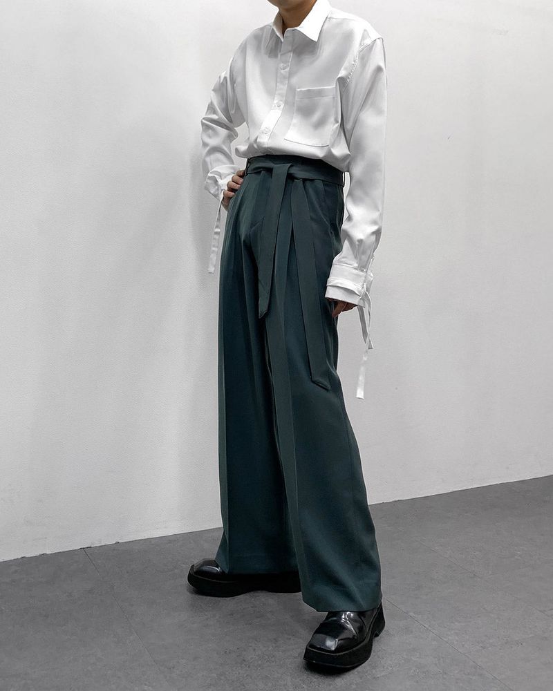 FL Belted Side Banding Wide Slacks (4 colors)