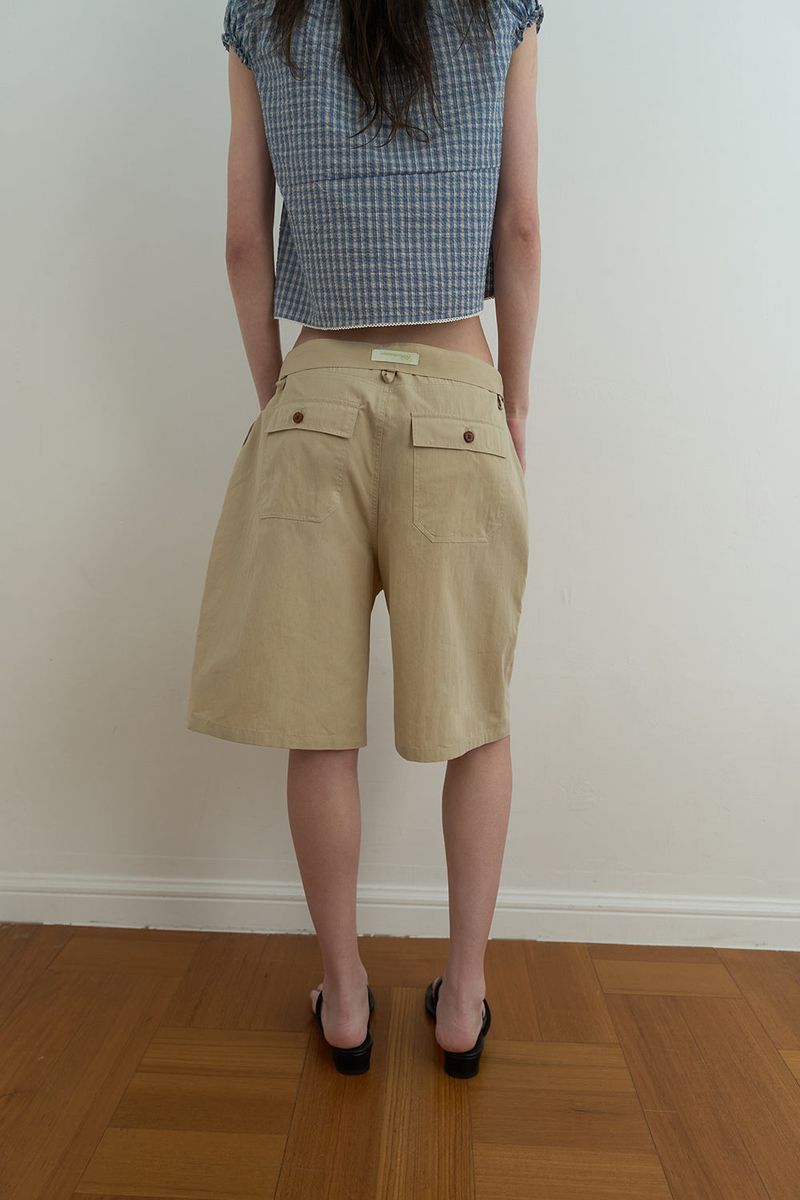 Bow bermuda pants_beige