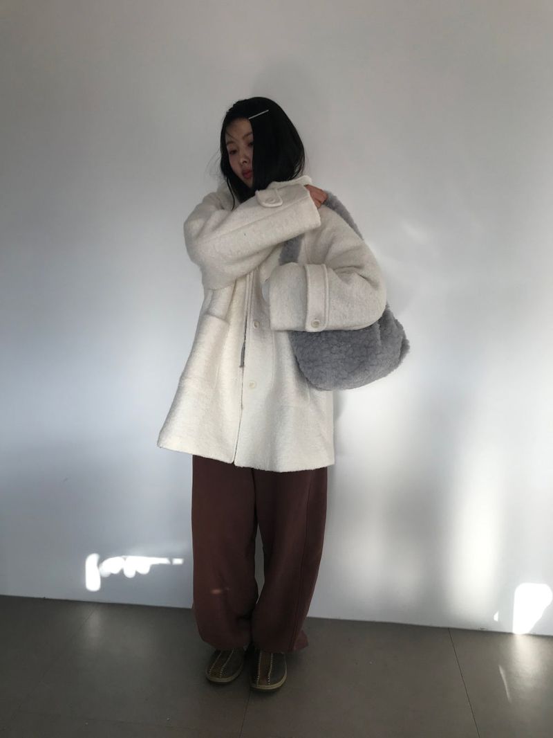 [MD Pick]Fine wool hooded half coat (2color)