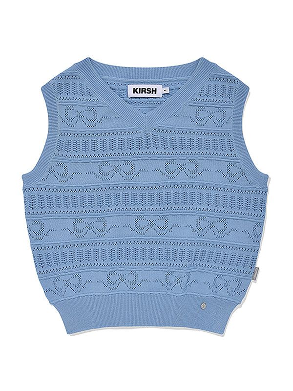 KIRSH（キルシー）の「RIBBON CROCHET CROP KNIT VEST [SKY]（Tops）」