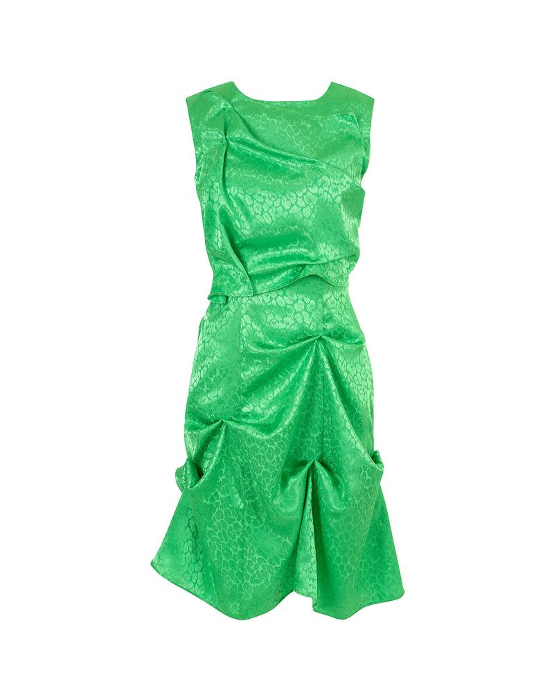 DOZI - Satin Leopard Dress _ Lime