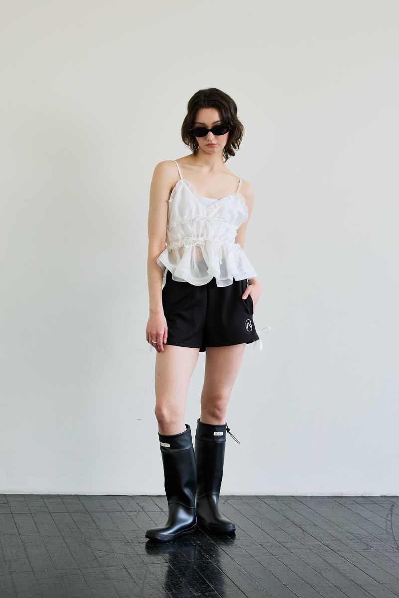 RIBBON JERSEY TRACK MICRO SHORTS / BLACK