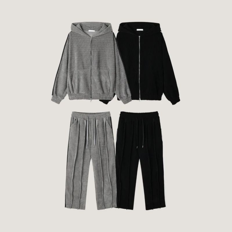 LMN Slay Velour Brushed Hooded Zip-Up (2 colors)