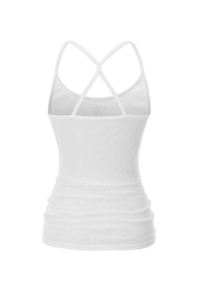 【即日発送】Jewel cross back tank top - white  