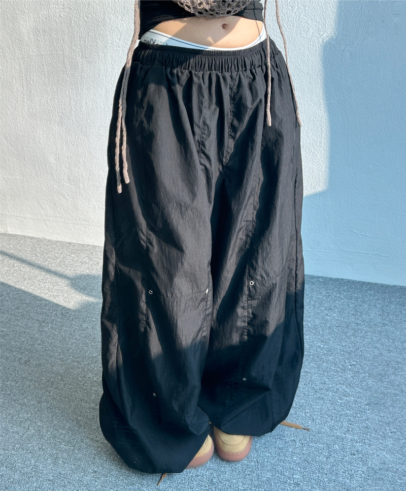 BALLOON SNAP POINT NYLON PANTS💚🩶🖤