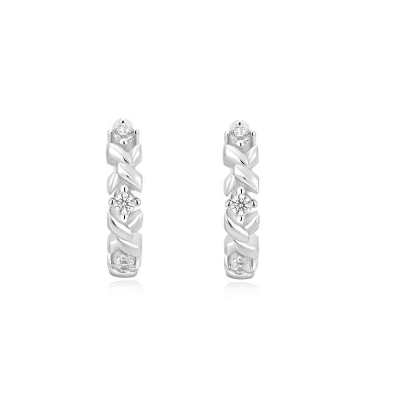 Silver Sparkle Cross 925 Silver Ring Earring E061-07H