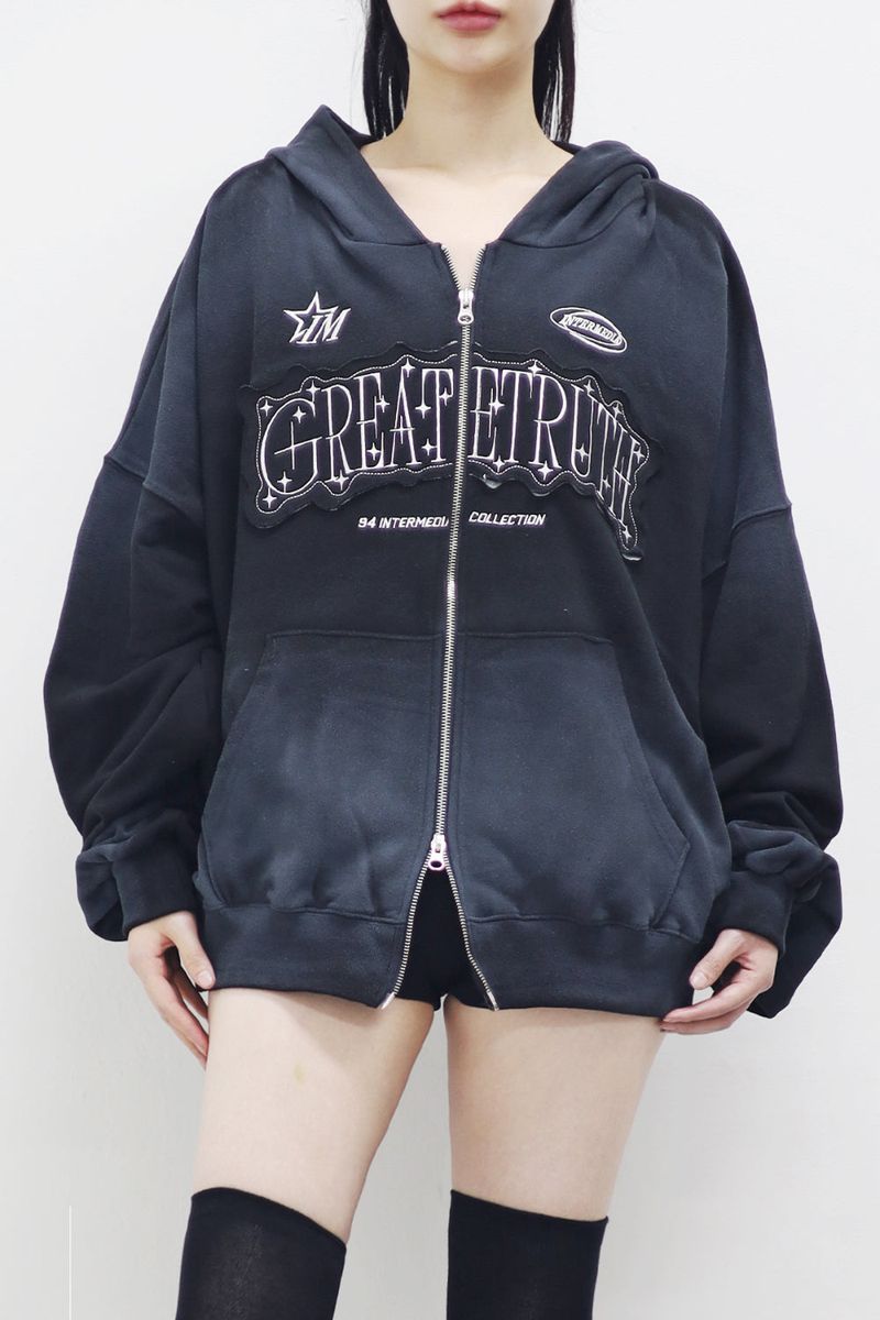 NONCODE（ノンコード）の「(Unisex) Wind Embroidery Dirty Hooded Zip-Up（Tops）」