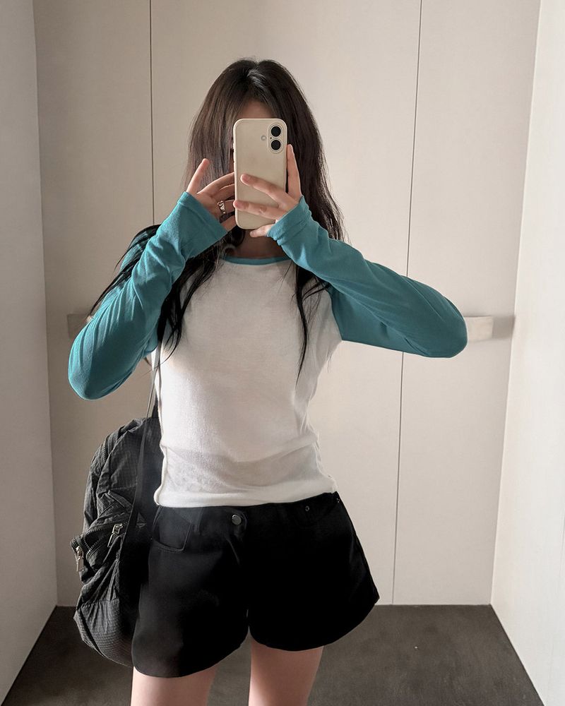 Piu raglan color‑block T‑shirt