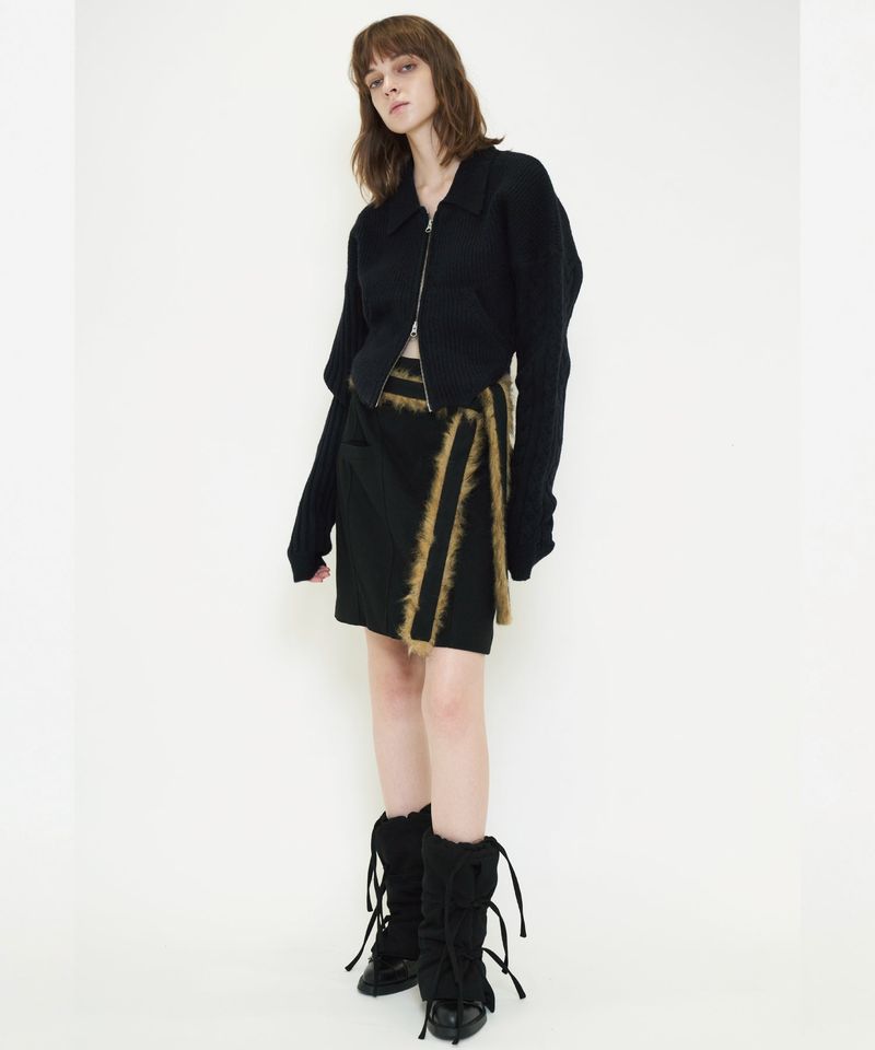 FUR BELT MIDI SKIRT