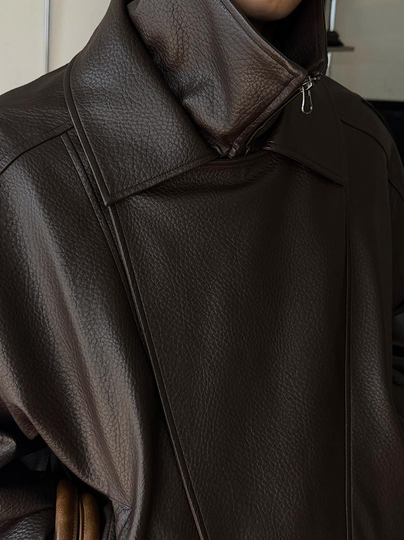 ASCLO Saint Double Collar Leather Jacket (2color)