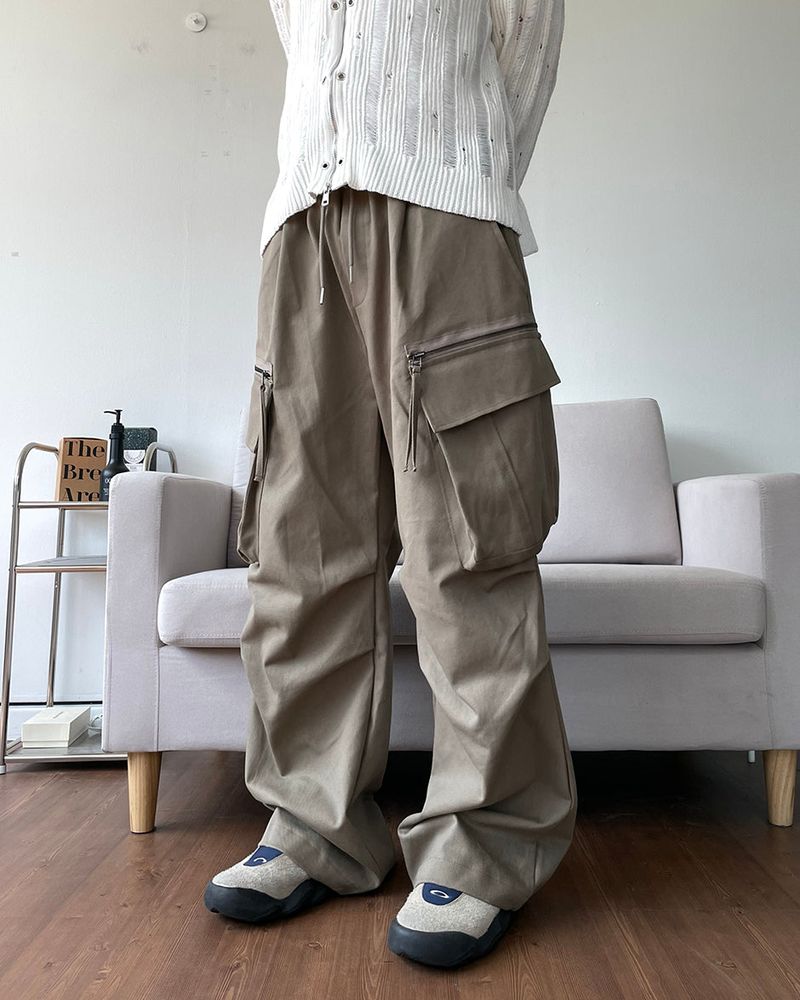 Zipper Big Cargo Cotton Pants