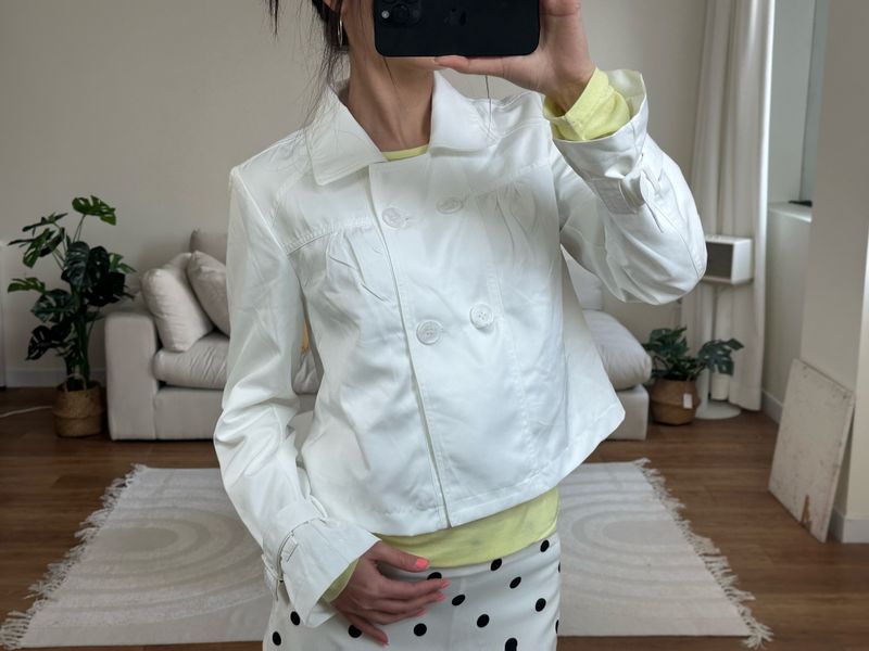 cropped spring trench jacket