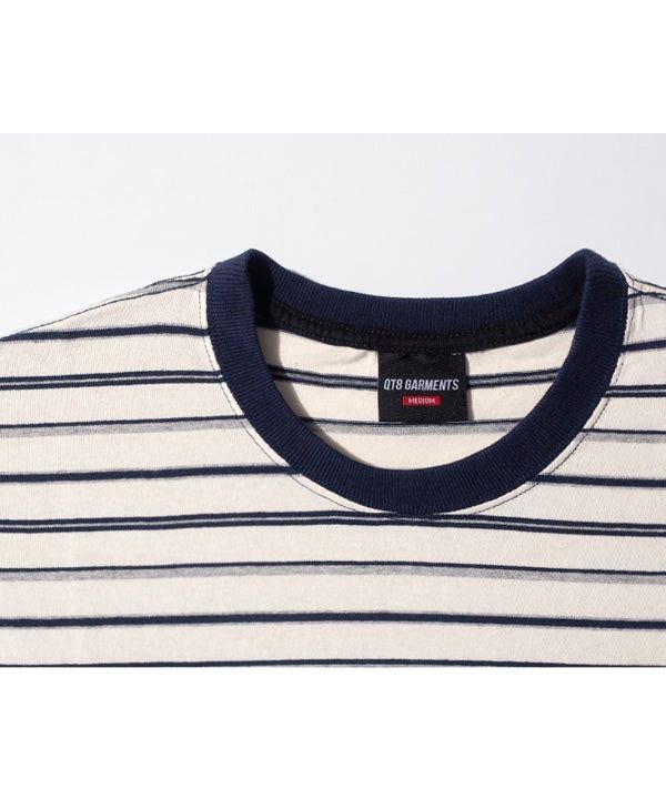 LBストライプ シンプルロゴ ウォッシュド Tシャツ(Ivory)