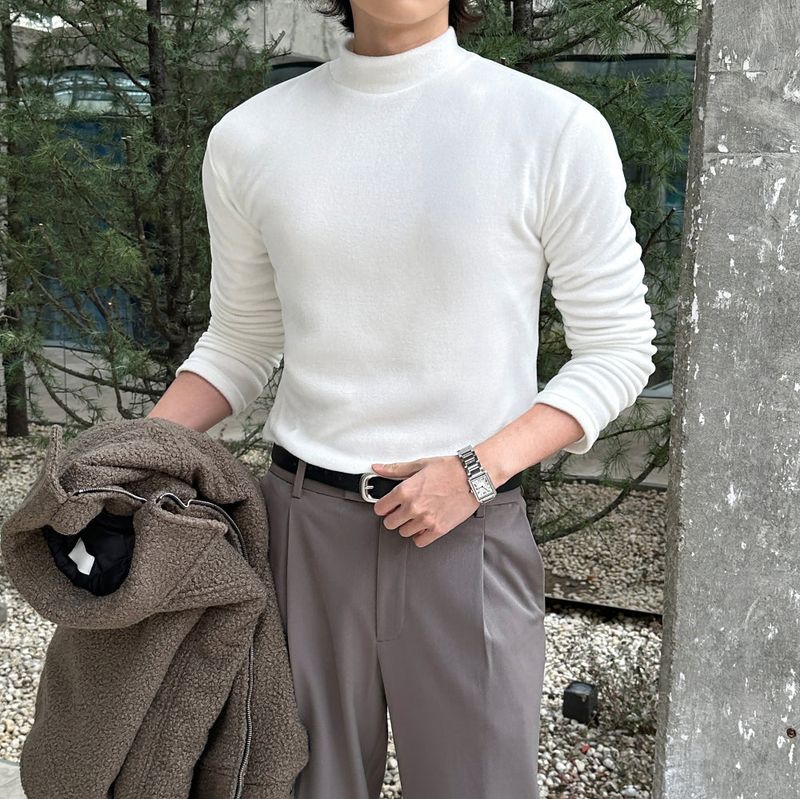 lemenne(ルメンヌ)の「LMN Prefleece Fleece-Lined Half Turtleneck Long-Sleeved T-Shirt (5 colors)(Tops)」