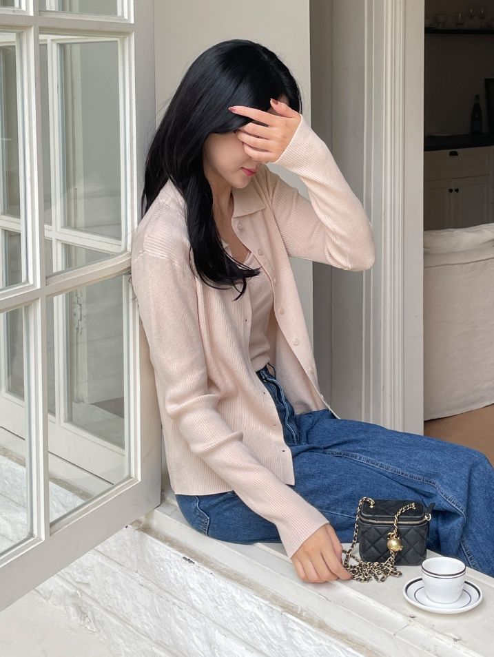 Nels Sleeveless Collar Knit Cardigan Set