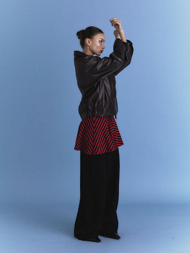 Striped Mini Skirt_Red