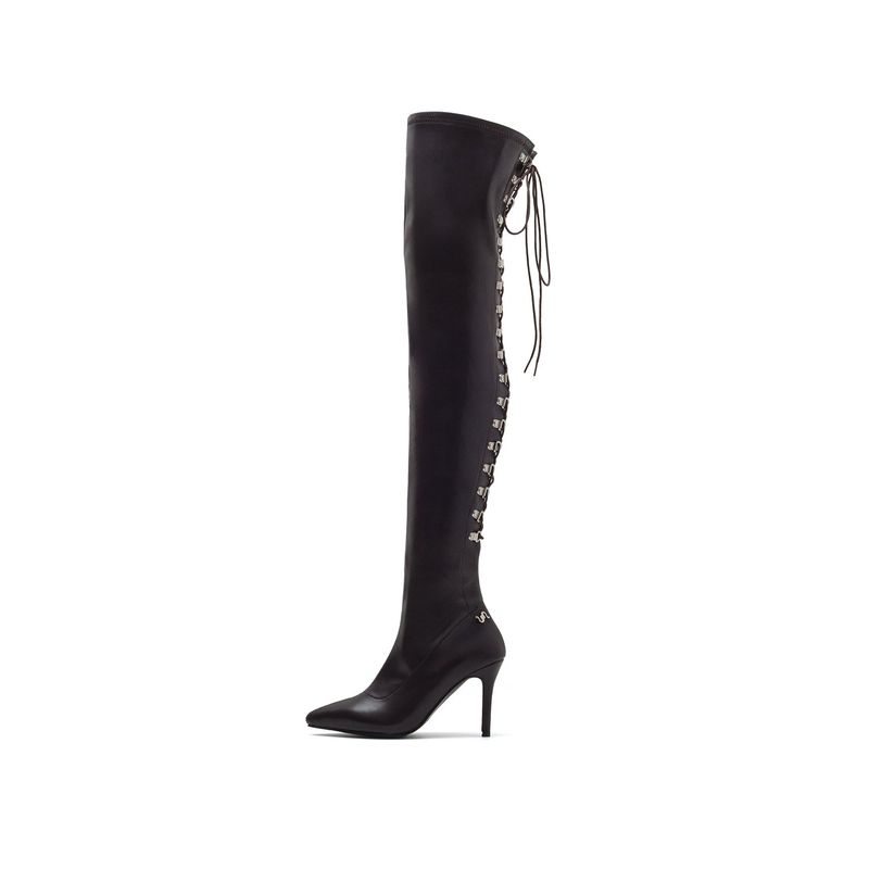 SSIMEEZ（シミズ）の「Back Lace-Up Thigh High Boots Heel(Brown)（Shoes）」