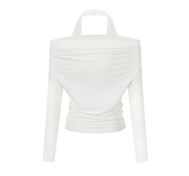 Sarah Graphic Halter Ruched Top