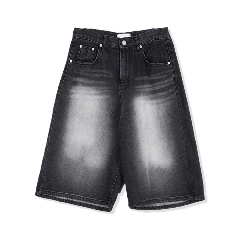 Highlight Cat Washing Black Bermuda Denim