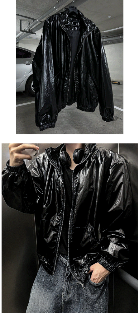 lochammu two-way glossy windbreaker jacket