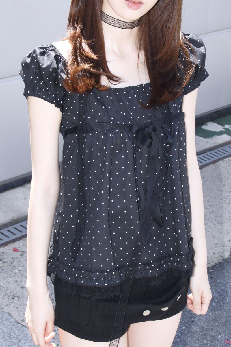 DOT SCARF LACE BLOUSE (2color)