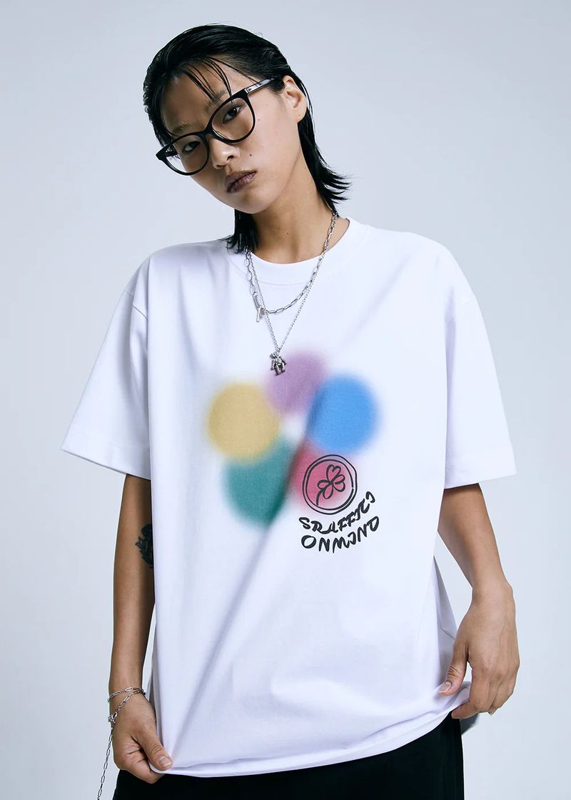 【数量限定】BIG FLOWER BALL SHORT SLEEVE T-SHIRT_WHITE