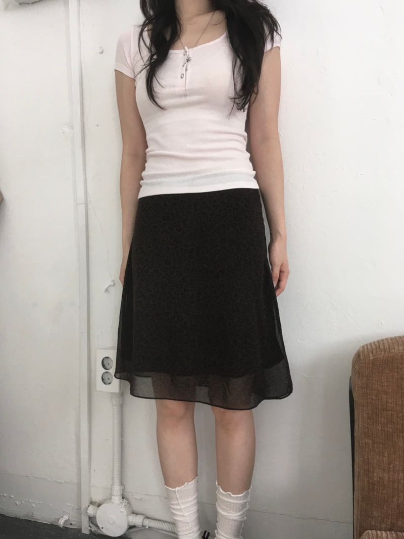 シフォンレオパードスカート