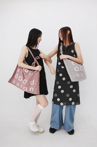 000Design Cotton Check Tie Bag / Brown
