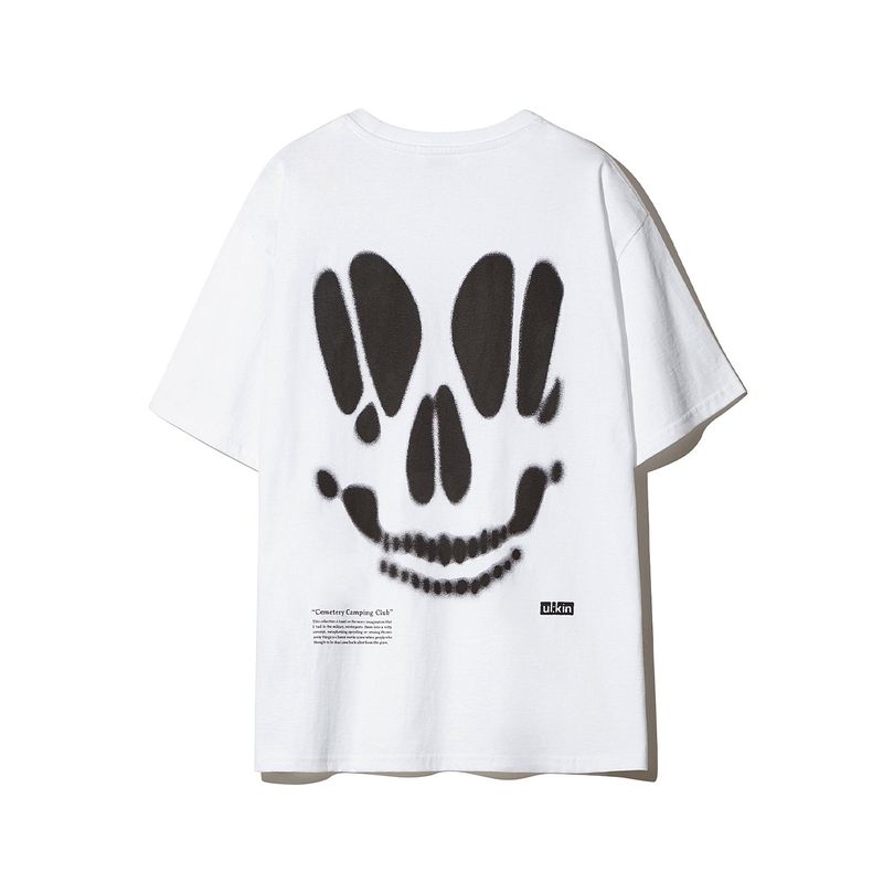 Smudging Skull Graphic T-shirt_White
